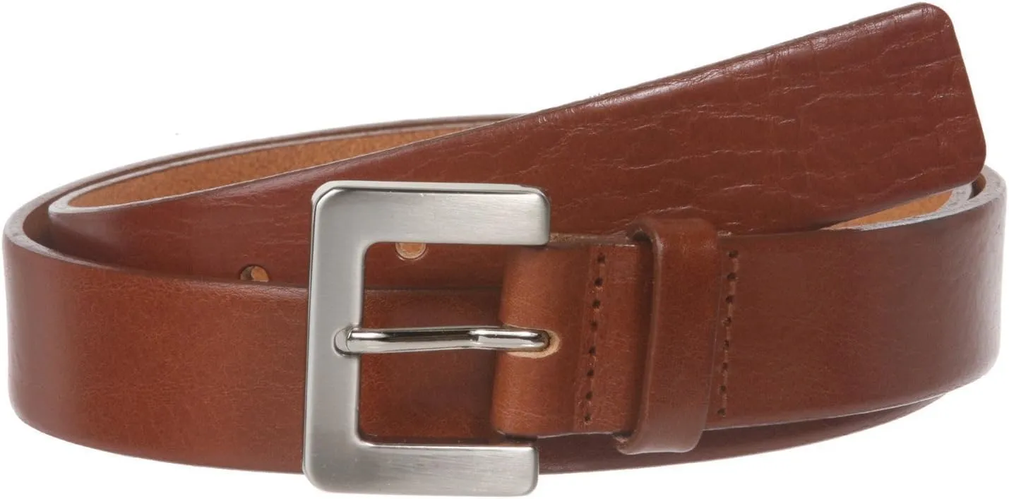 1 1/8" Bovine Leather Plain Belt with Satin Nickel Buckle