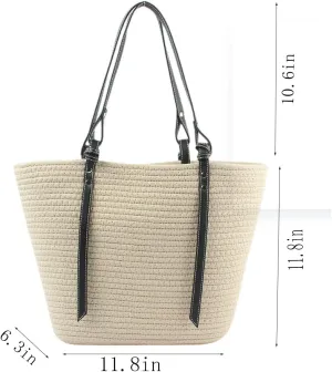 1 Pcs Women's Single Shoulder Straw Purse Handmade Weaving Shoulder Bag for Summer Beach Resorts Travel Journe (khakir)