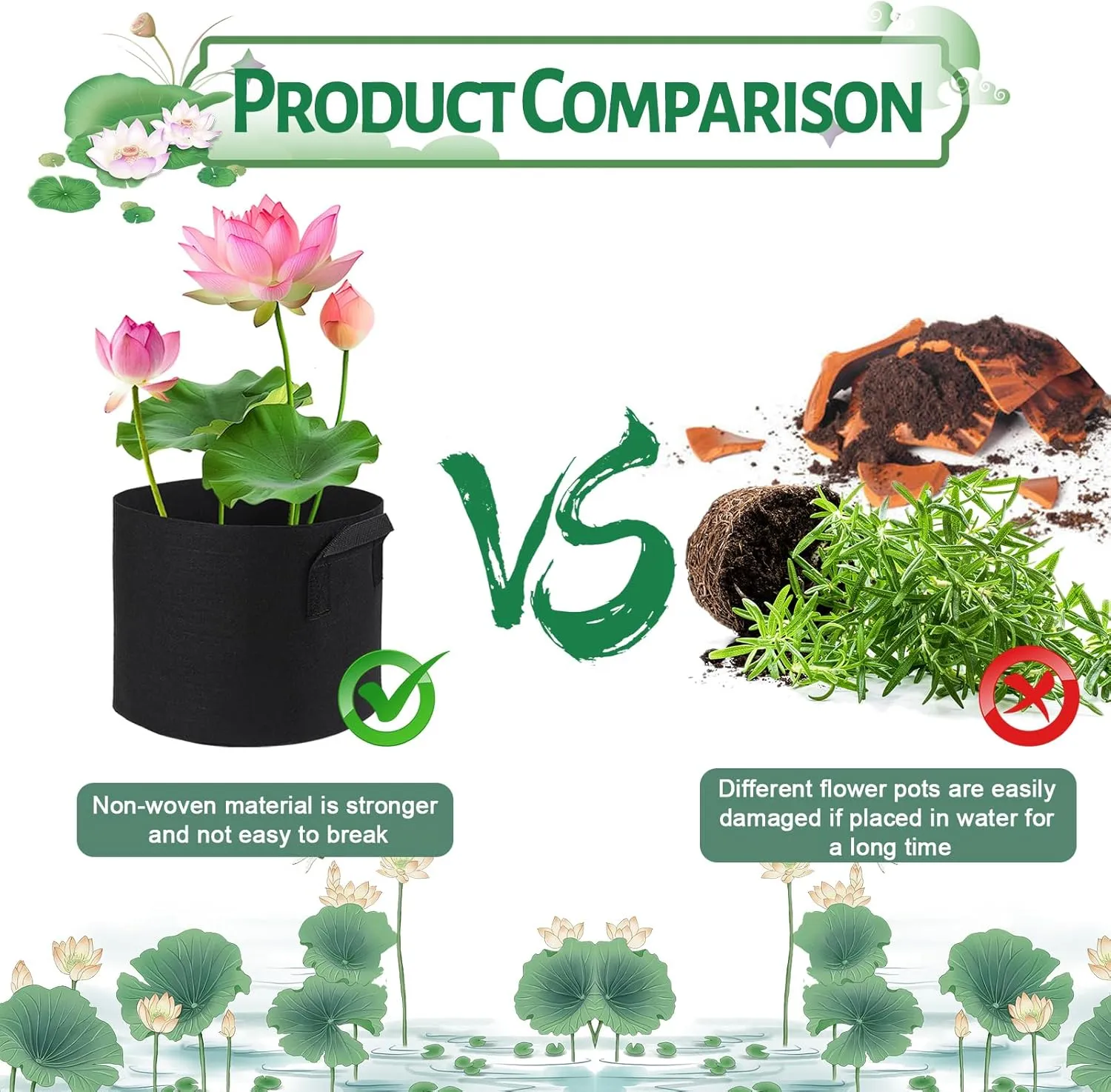 10 Pack Lily Plant Pots for Pond, Aquatic Pond Planter for Pond Reusable Pond Plant Basket Grow Bags for Pond, Aquatic Plants, Potato, Carrot, Onion, Flower (2 Gallon)
