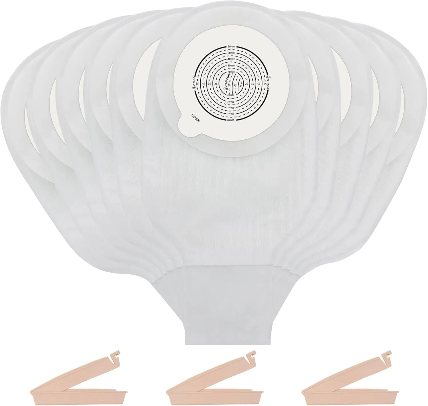 10 PCS Colostomy Bags, One Piece Ostomy Bag, Ostomy Drainable Pouch for Ileostomy Stoma Care, Cut to Fit Ostomy Supplies