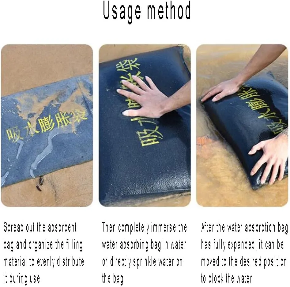 10 Pcs Water Barrier, Flood Prevention Barrier Reusable Sand Sandless Sand Bags Rain Hurricane Flood Barrier for Property Home Flood Control (Color : Green, Size : 25x100cm)