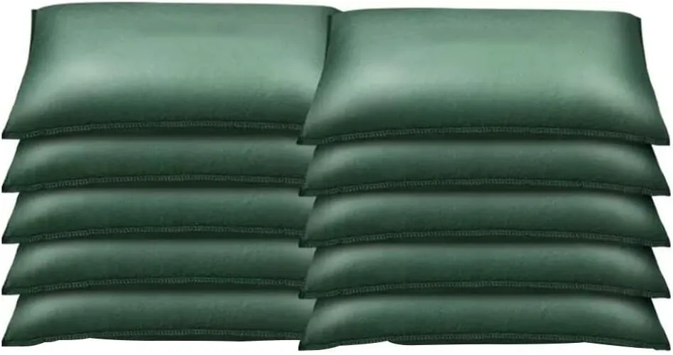 10 Pcs Water Barrier, Flood Prevention Barrier Reusable Sand Sandless Sand Bags Rain Hurricane Flood Barrier for Property Home Flood Control (Color : Green, Size : 25x100cm)