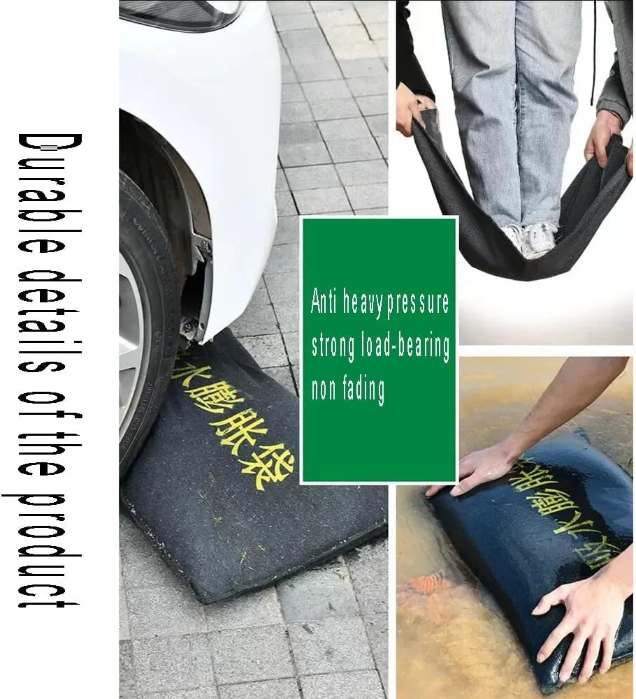 10 Pcs Water Barrier, Flood Prevention Barrier Reusable Sand Sandless Sand Bags Rain Hurricane Flood Barrier for Property Home Flood Control (Color : Green, Size : 25x100cm)