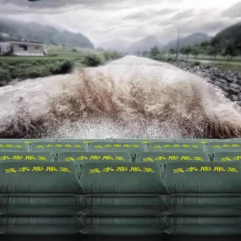 10 Pcs Water Barrier, Flood Prevention Barrier Reusable Sand Sandless Sand Bags Rain Hurricane Flood Barrier for Property Home Flood Control (Color : Green, Size : 25x100cm)