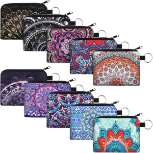 10 Pieces Small Coin Purse Boho Change Purse Pouch Mini Wallet Coin Bag with Zipper Exquisite Present for Women Girls on Valentine's Day