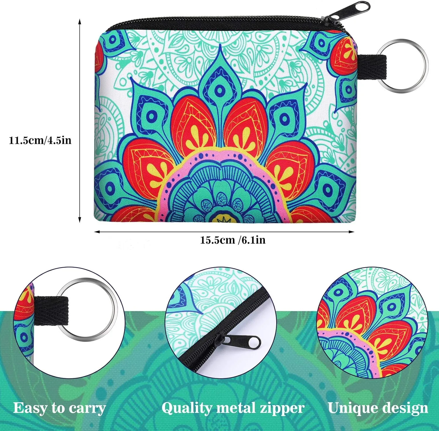 10 Pieces Small Coin Purse Boho Change Purse Pouch Mini Wallet Coin Bag with Zipper Exquisite Present for Women Girls on Valentine's Day