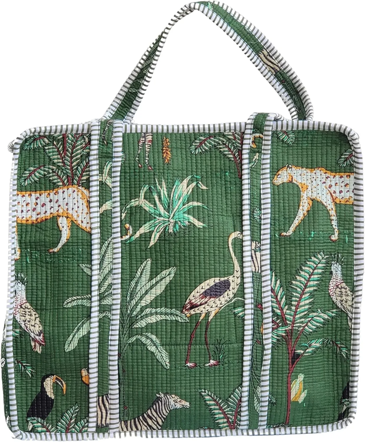 100% Cotton Jungle Print Shoulder Bag Tote Bag Women Reversible Shopping Bag and Grocery Bags Stylish Travel Bag Gift for Her