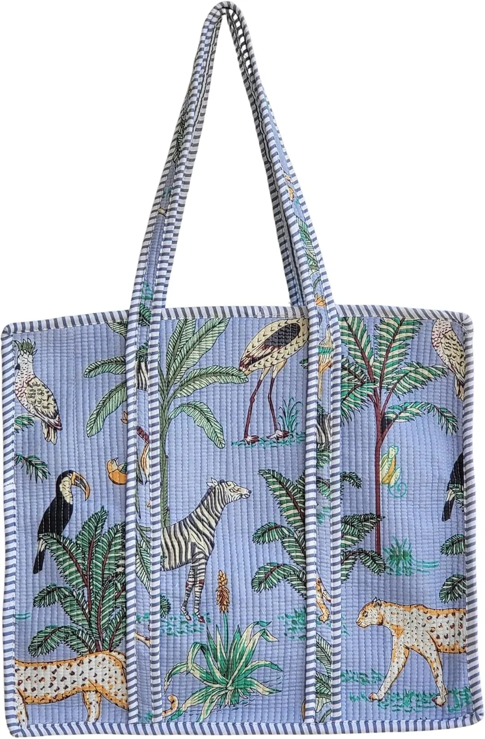 100% Cotton Jungle Print Shoulder Bag Tote Bag Women Reversible Shopping Bag and Grocery Bags Stylish Travel Bag Gift for Her