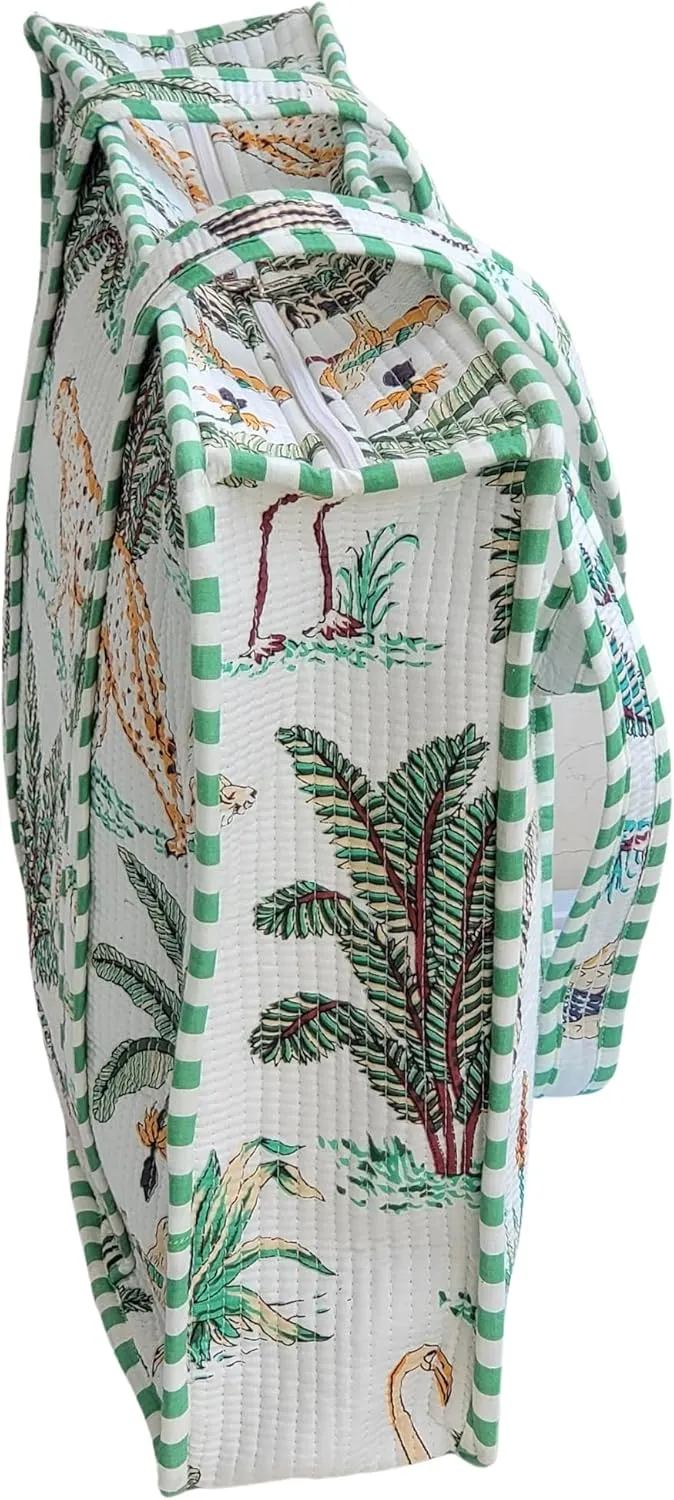 100% Cotton Jungle Print Shoulder Bag Tote Bag Women Reversible Shopping Bag and Grocery Bags Stylish Travel Bag Gift for Her