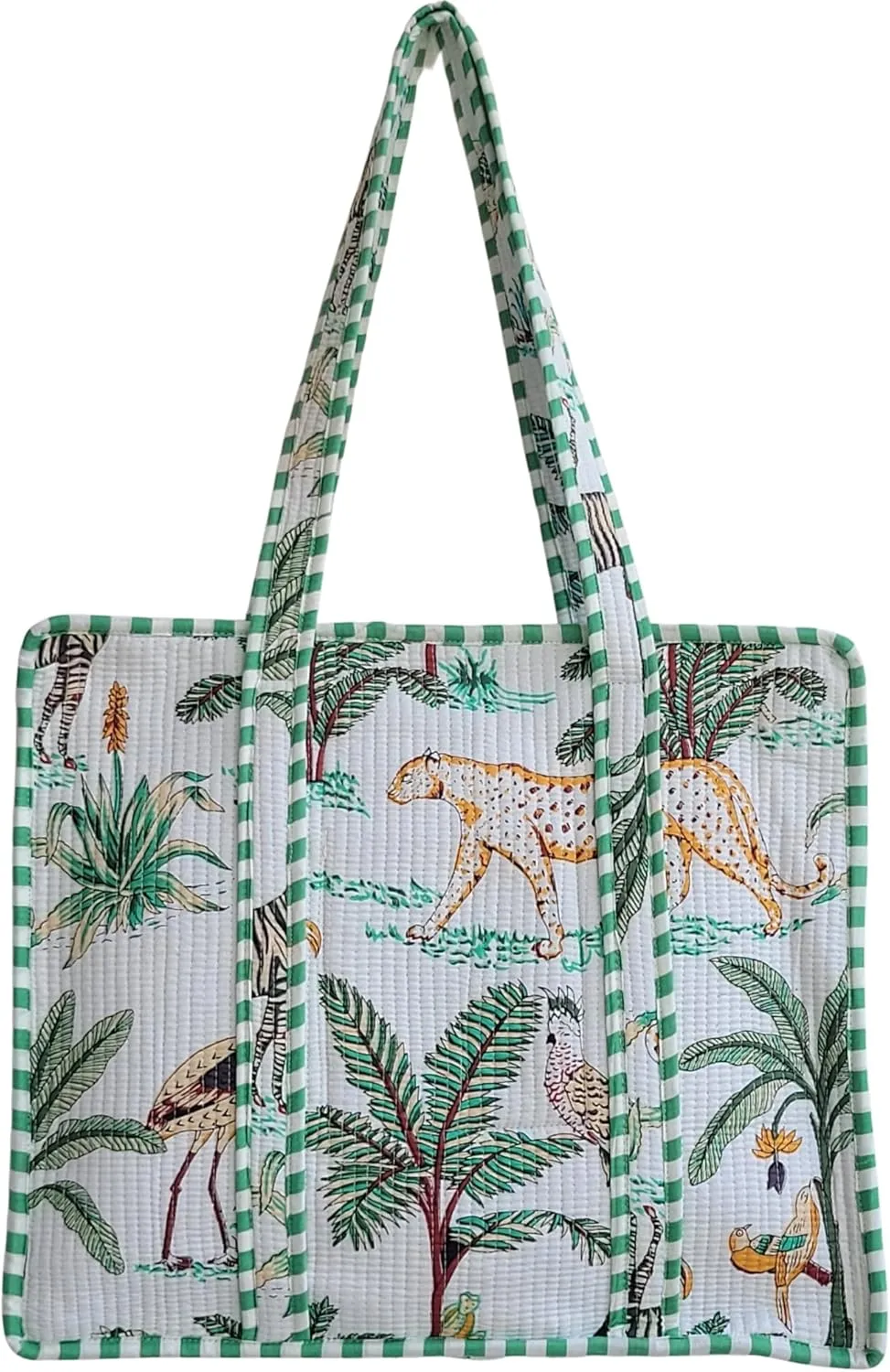 100% Cotton Jungle Print Shoulder Bag Tote Bag Women Reversible Shopping Bag and Grocery Bags Stylish Travel Bag Gift for Her