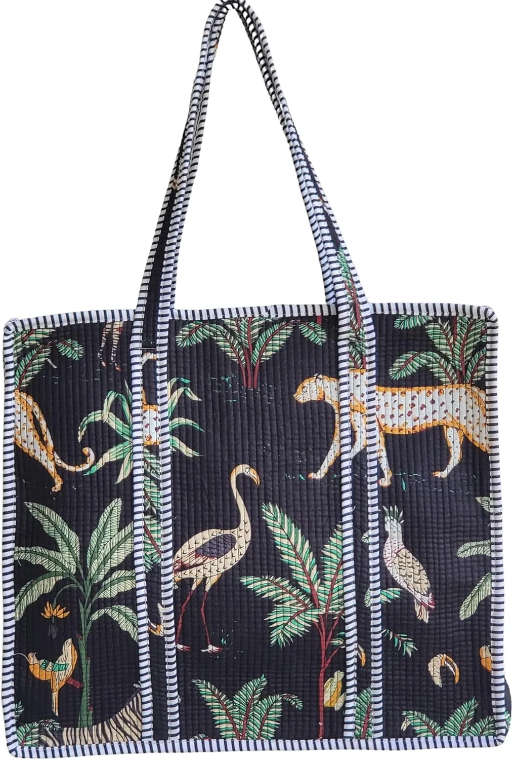 100% Cotton Jungle Print Shoulder Bag Tote Bag Women Reversible Shopping Bag and Grocery Bags Stylish Travel Bag Gift for Her
