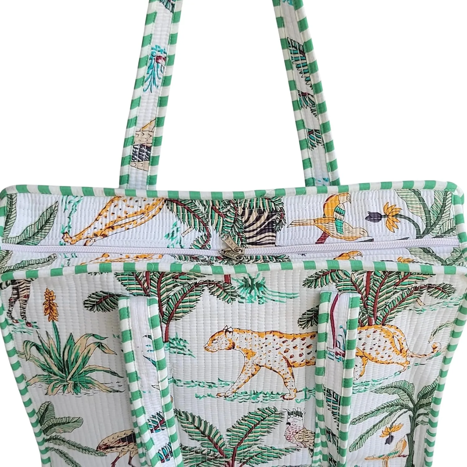 100% Cotton Jungle Print Shoulder Bag Tote Bag Women Reversible Shopping Bag and Grocery Bags Stylish Travel Bag Gift for Her
