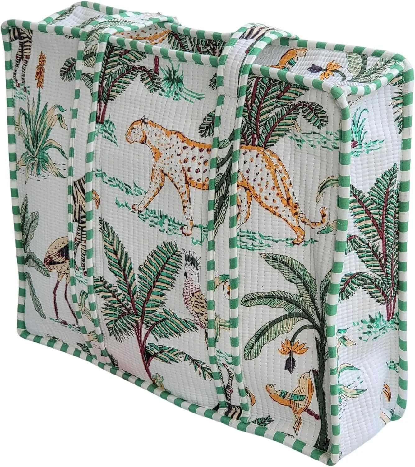100% Cotton Jungle Print Shoulder Bag Tote Bag Women Reversible Shopping Bag and Grocery Bags Stylish Travel Bag Gift for Her