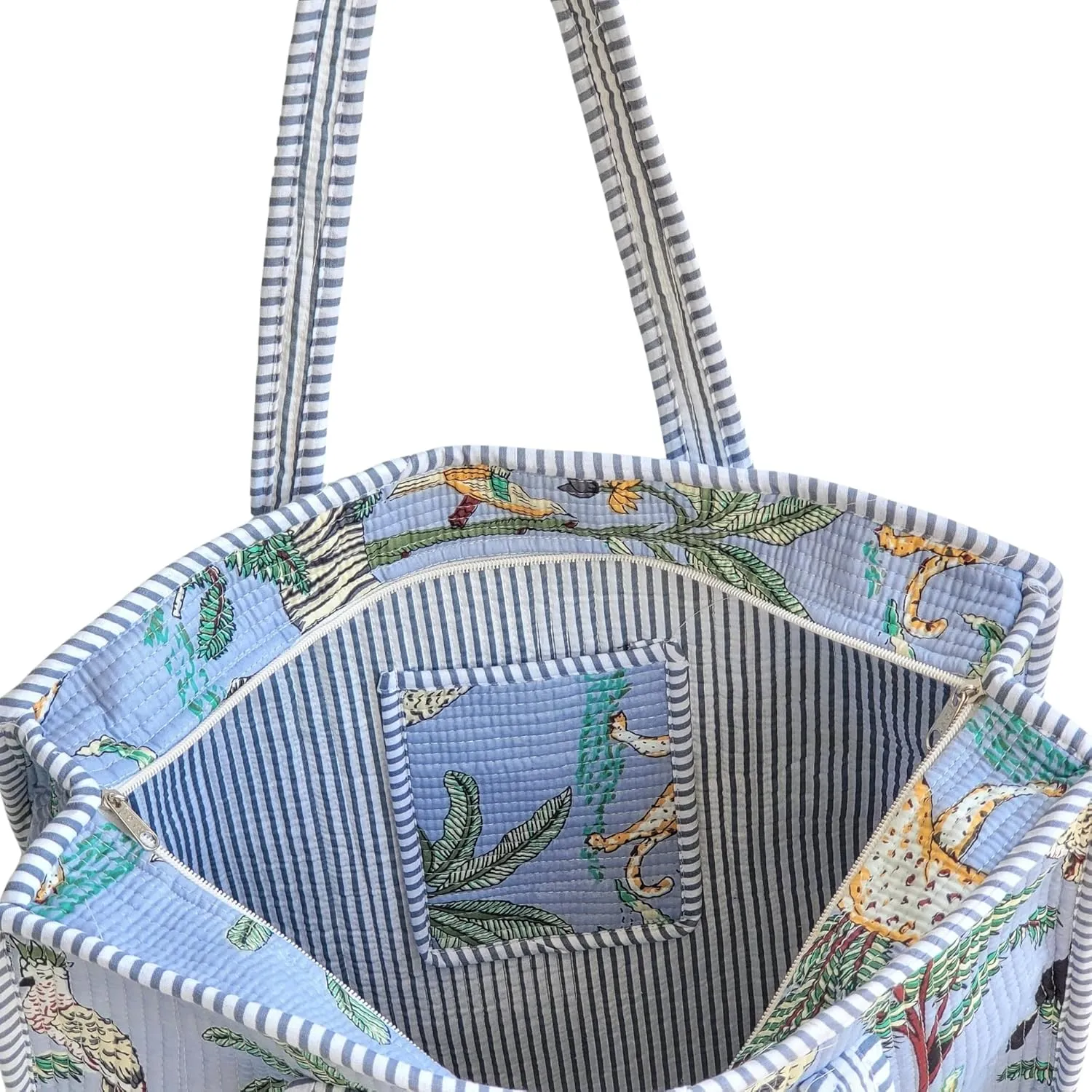 100% Cotton Jungle Print Shoulder Bag Tote Bag Women Reversible Shopping Bag and Grocery Bags Stylish Travel Bag Gift for Her