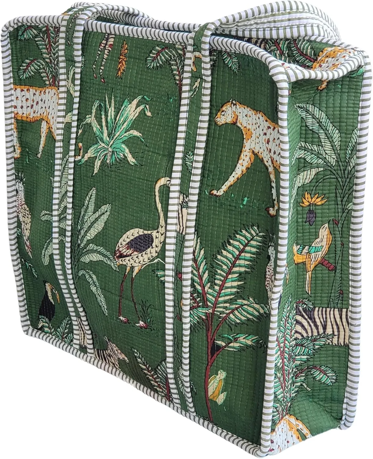 100% Cotton Jungle Print Shoulder Bag Tote Bag Women Reversible Shopping Bag and Grocery Bags Stylish Travel Bag Gift for Her