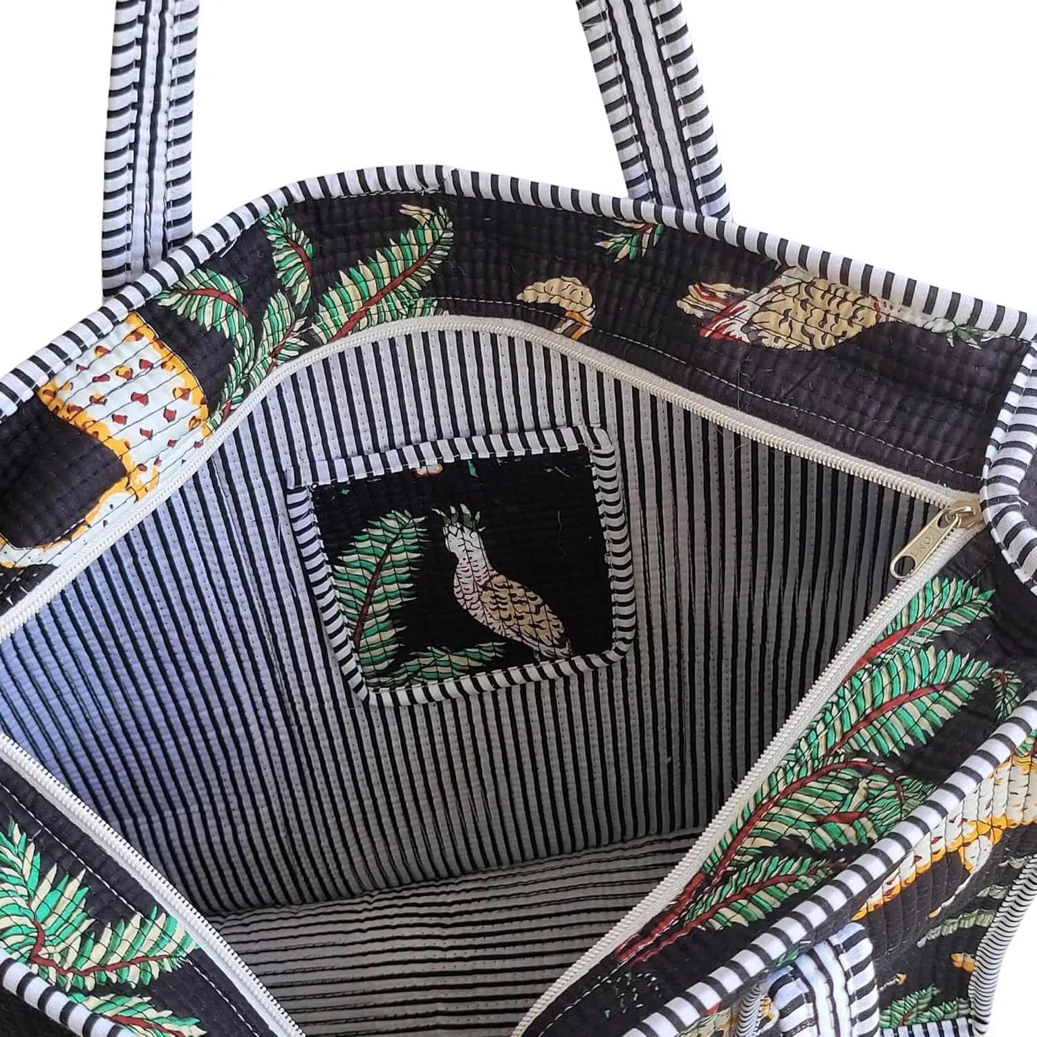 100% Cotton Jungle Print Shoulder Bag Tote Bag Women Reversible Shopping Bag and Grocery Bags Stylish Travel Bag Gift for Her