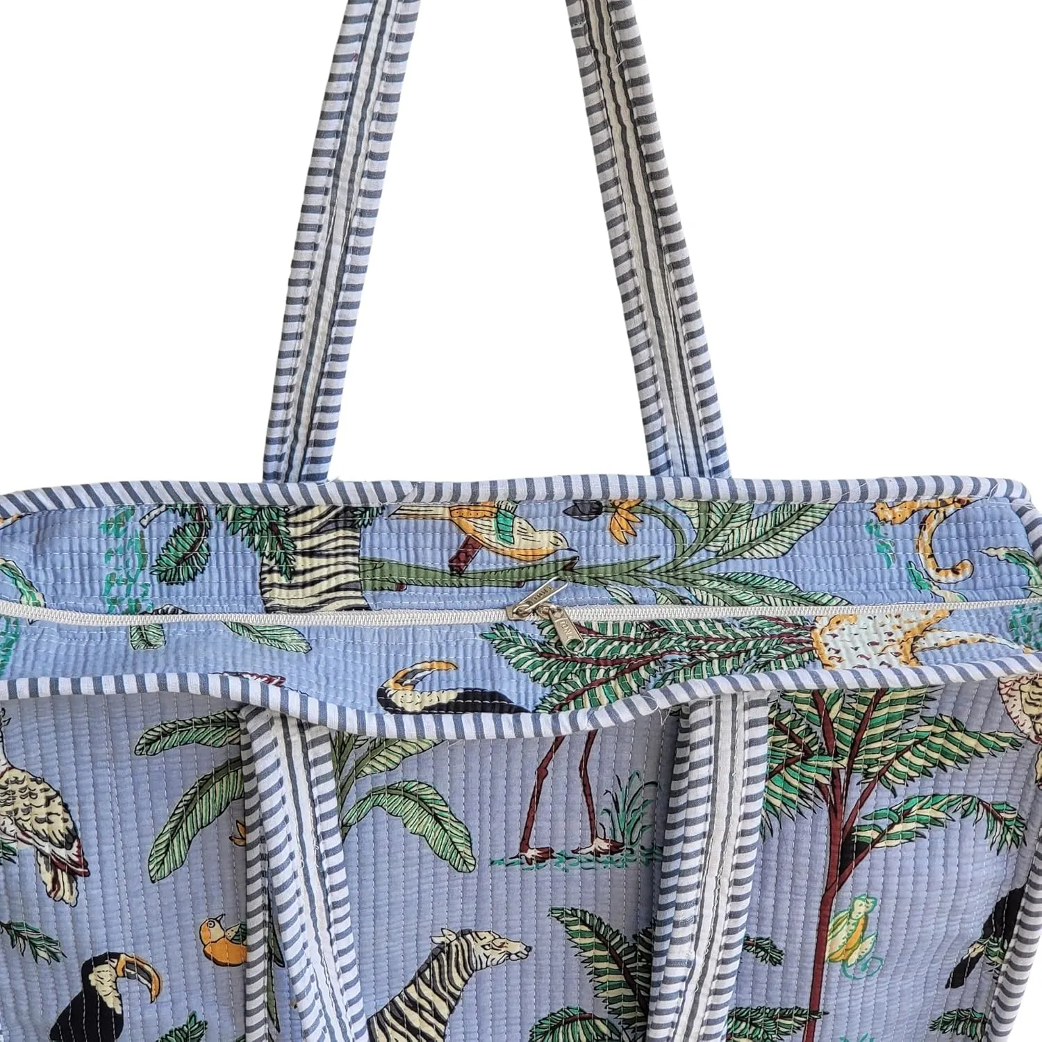 100% Cotton Jungle Print Shoulder Bag Tote Bag Women Reversible Shopping Bag and Grocery Bags Stylish Travel Bag Gift for Her
