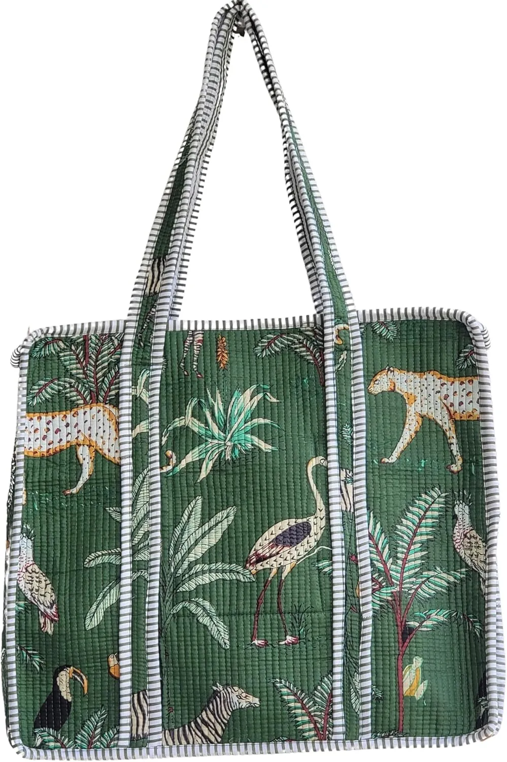100% Cotton Jungle Print Shoulder Bag Tote Bag Women Reversible Shopping Bag and Grocery Bags Stylish Travel Bag Gift for Her