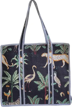 100% Cotton Jungle Print Shoulder Bag Tote Bag Women Reversible Shopping Bag and Grocery Bags Stylish Travel Bag Gift for Her
