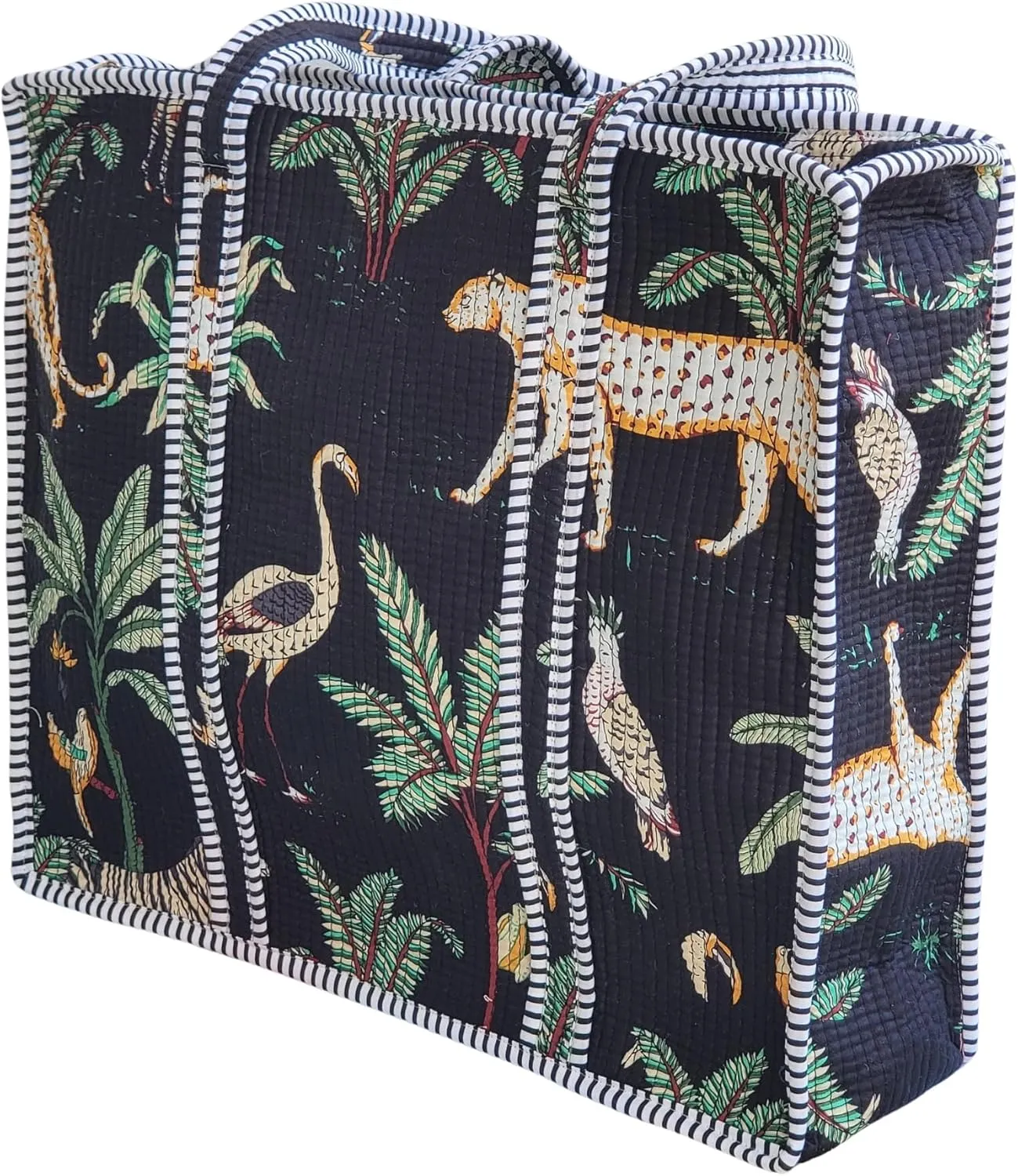 100% Cotton Jungle Print Shoulder Bag Tote Bag Women Reversible Shopping Bag and Grocery Bags Stylish Travel Bag Gift for Her