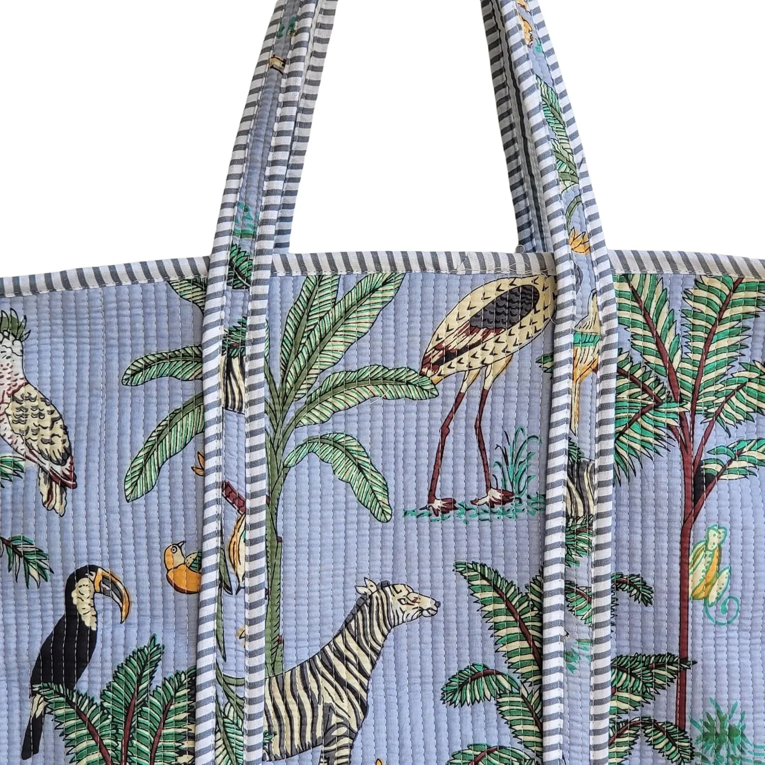 100% Cotton Jungle Print Shoulder Bag Tote Bag Women Reversible Shopping Bag and Grocery Bags Stylish Travel Bag Gift for Her