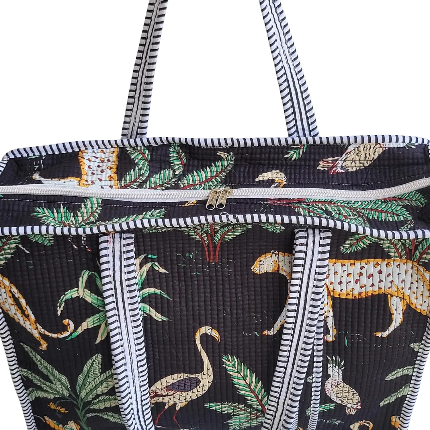100% Cotton Jungle Print Shoulder Bag Tote Bag Women Reversible Shopping Bag and Grocery Bags Stylish Travel Bag Gift for Her