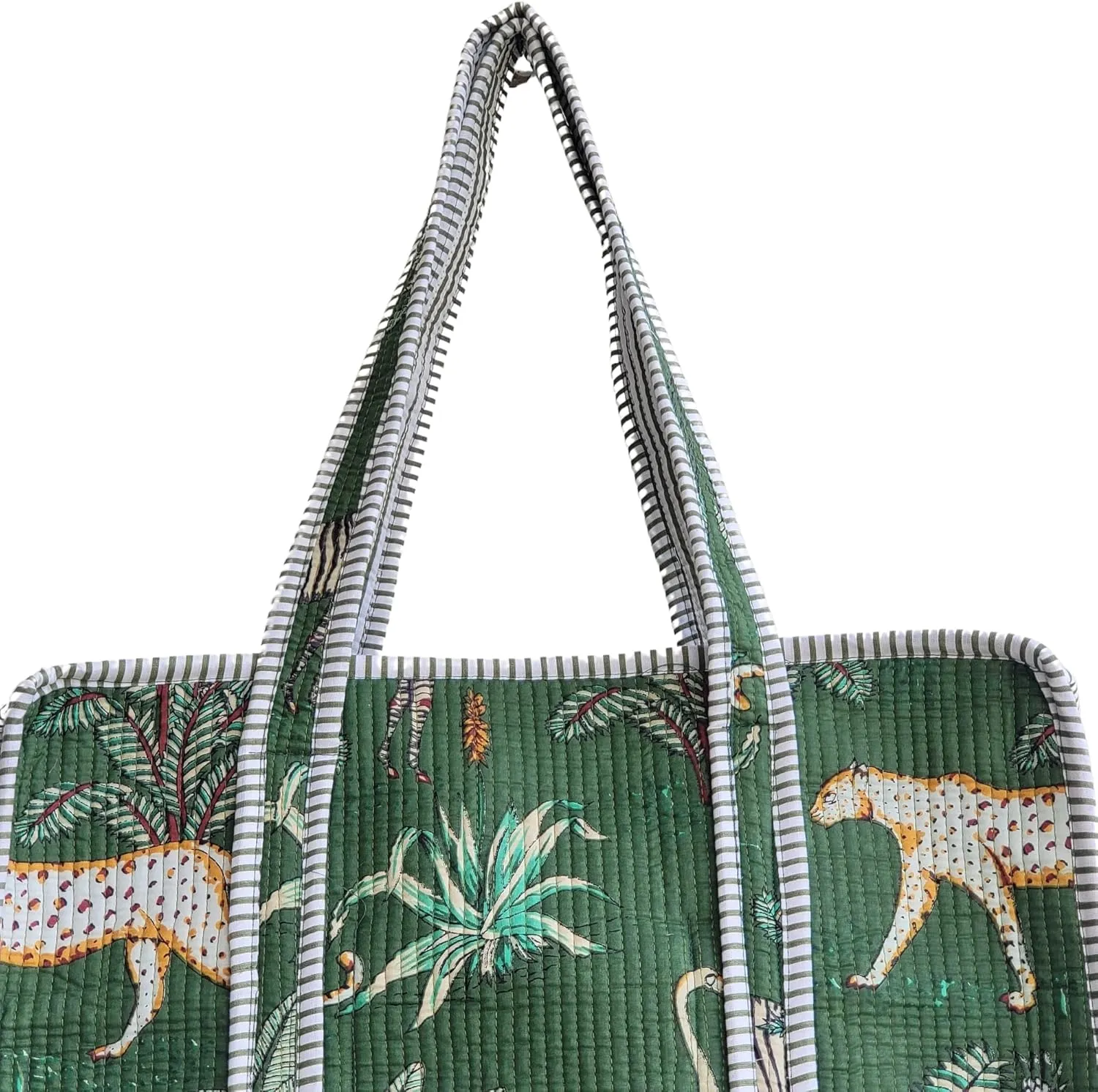 100% Cotton Jungle Print Shoulder Bag Tote Bag Women Reversible Shopping Bag and Grocery Bags Stylish Travel Bag Gift for Her