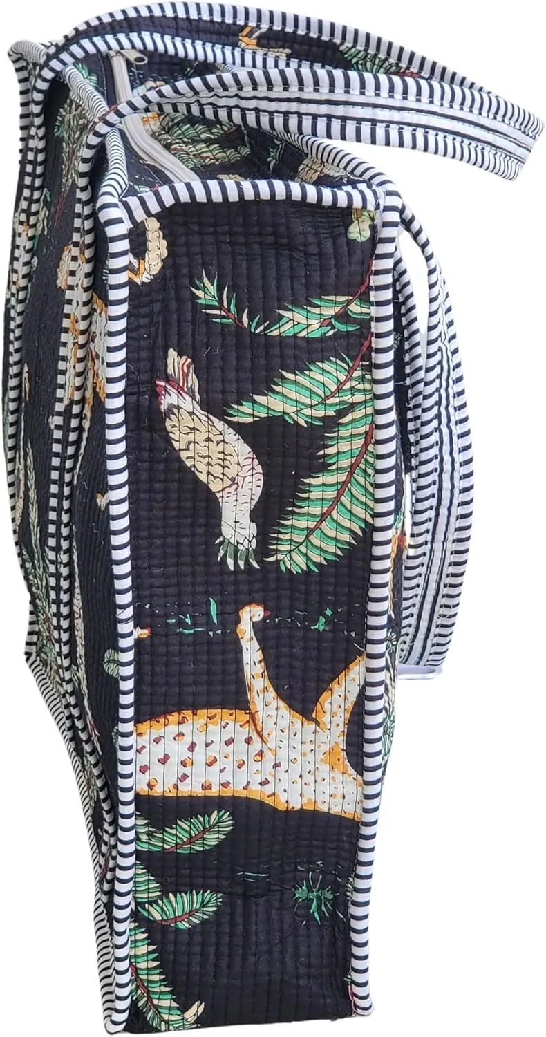 100% Cotton Jungle Print Shoulder Bag Tote Bag Women Reversible Shopping Bag and Grocery Bags Stylish Travel Bag Gift for Her