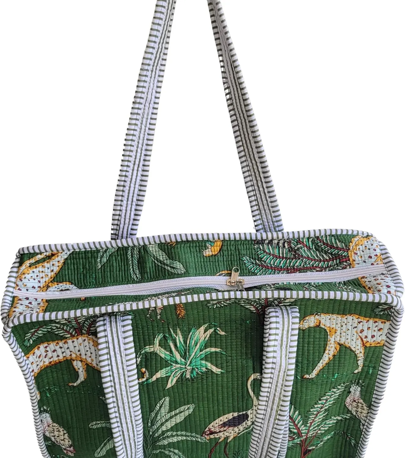 100% Cotton Jungle Print Shoulder Bag Tote Bag Women Reversible Shopping Bag and Grocery Bags Stylish Travel Bag Gift for Her