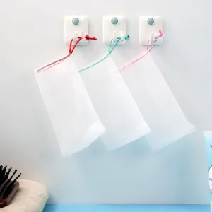100PCS Press Buckle Soap Net Clamp Soap Saver Bag Facial Cleanser Facial Cleaning Net Handmade Mesh Soap Bag Pocket Face Washing Bath Pack Soap Bags (Random Color)