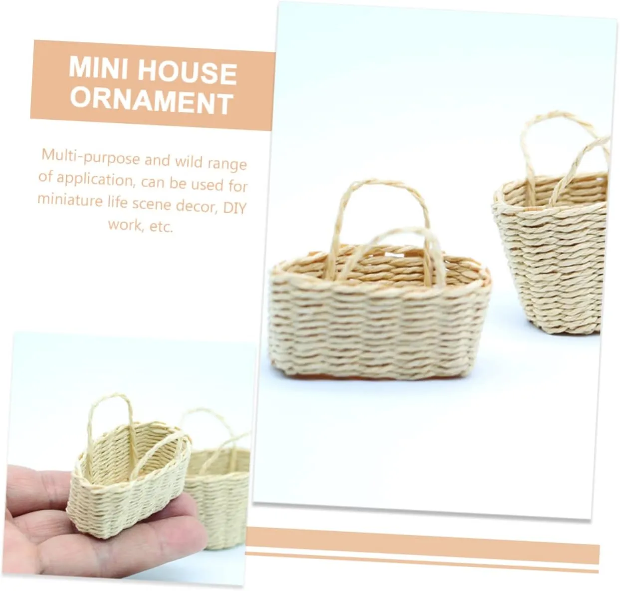 10pcs Mini Woven Basket for Dollhouse Decorative Storage Model Compact and Lightweight for Mini House Accessories for Crafts and Home