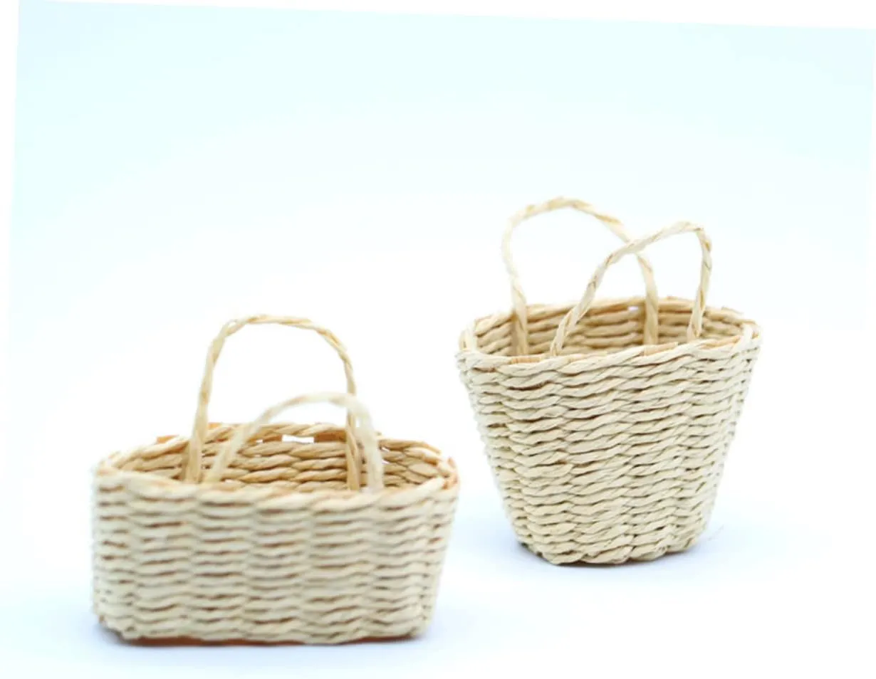 10pcs Mini Woven Basket for Dollhouse Decorative Storage Model Compact and Lightweight for Mini House Accessories for Crafts and Home