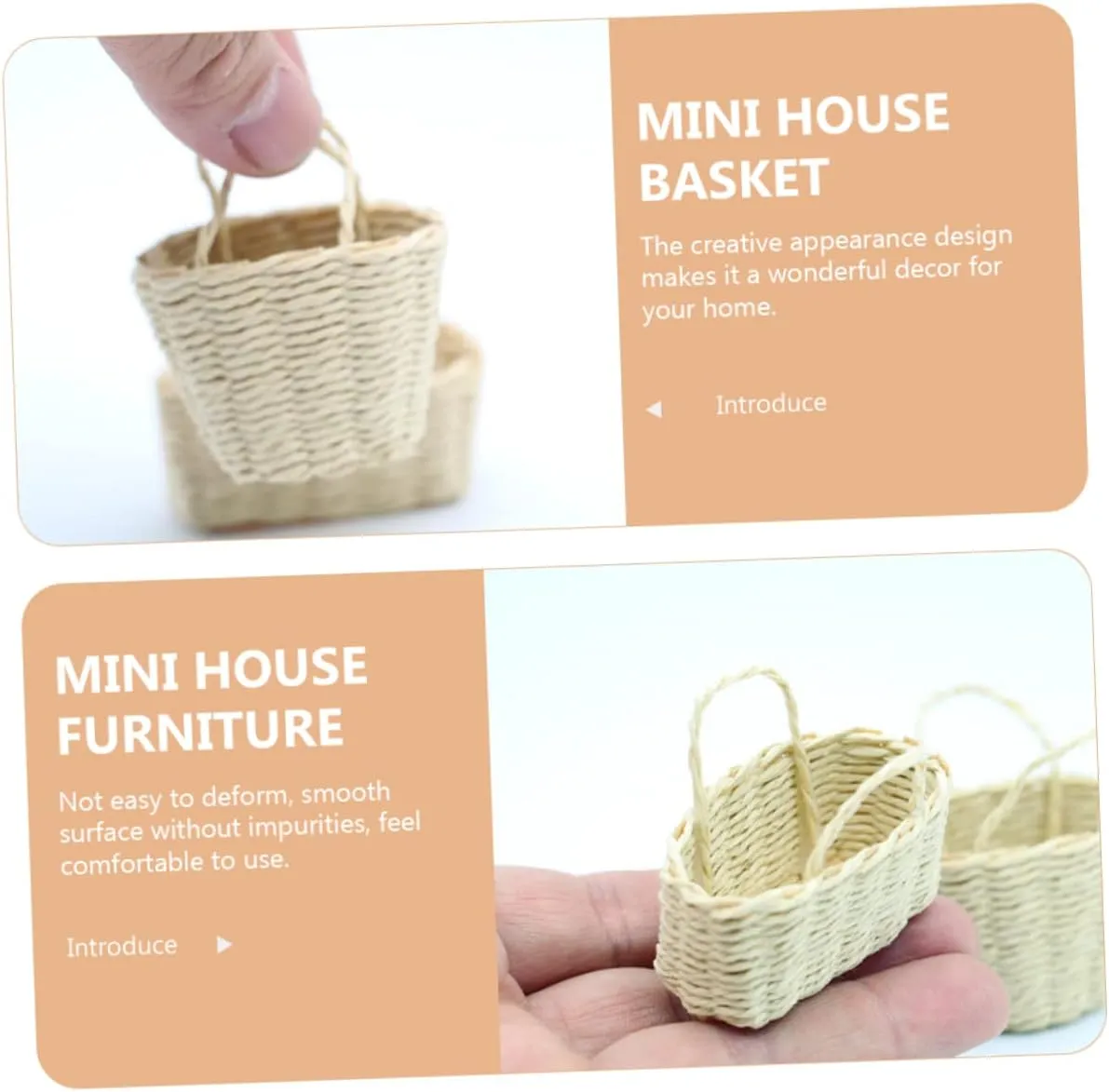 10pcs Mini Woven Basket for Dollhouse Decorative Storage Model Compact and Lightweight for Mini House Accessories for Crafts and Home