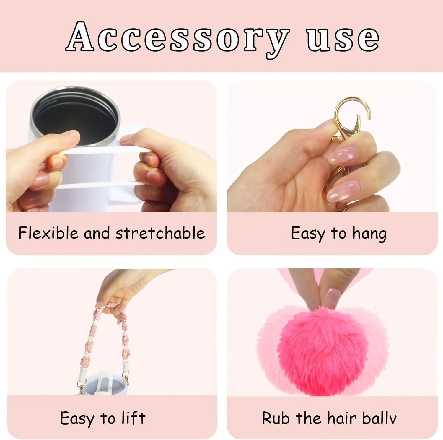 11PCS Cup Accessories for Stanley Cup,Straw Cover Cap for Stanley Cup 30oz or 40oz,Including Water Bottle Handle Strap,Boot,Decorative Chains,Personalized Sticker for Stanley