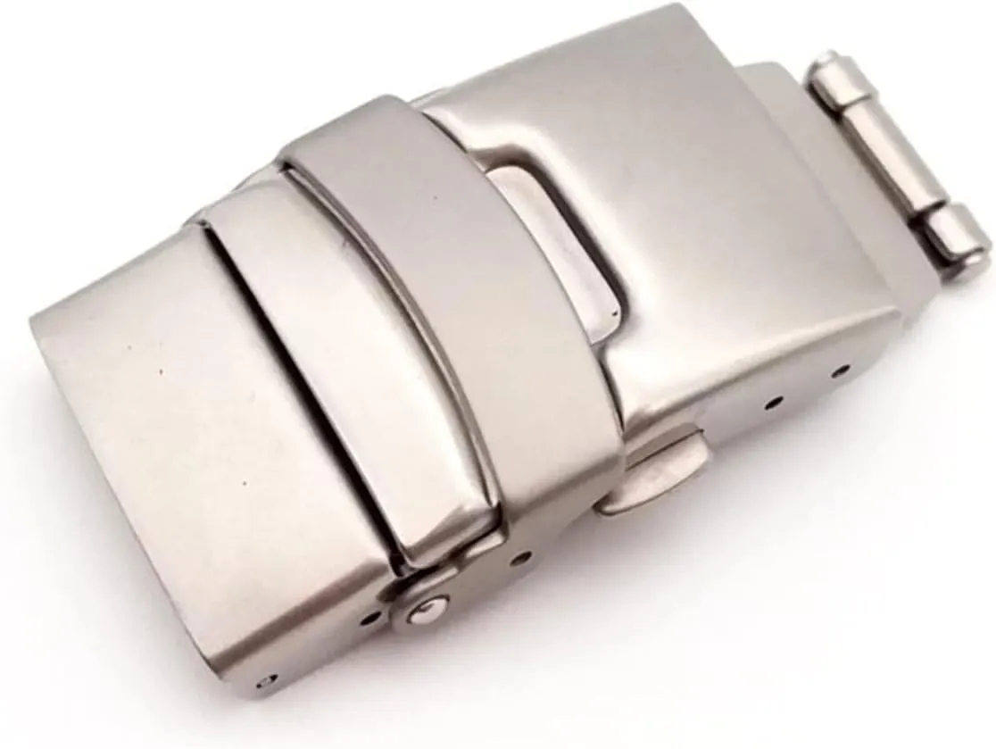 12 15 18mm Double Press Safety Buckle Solid Color Stainless Steel Clasp Smart Watch Buckle Watch Clasp Accessories Clasp(15mm)
