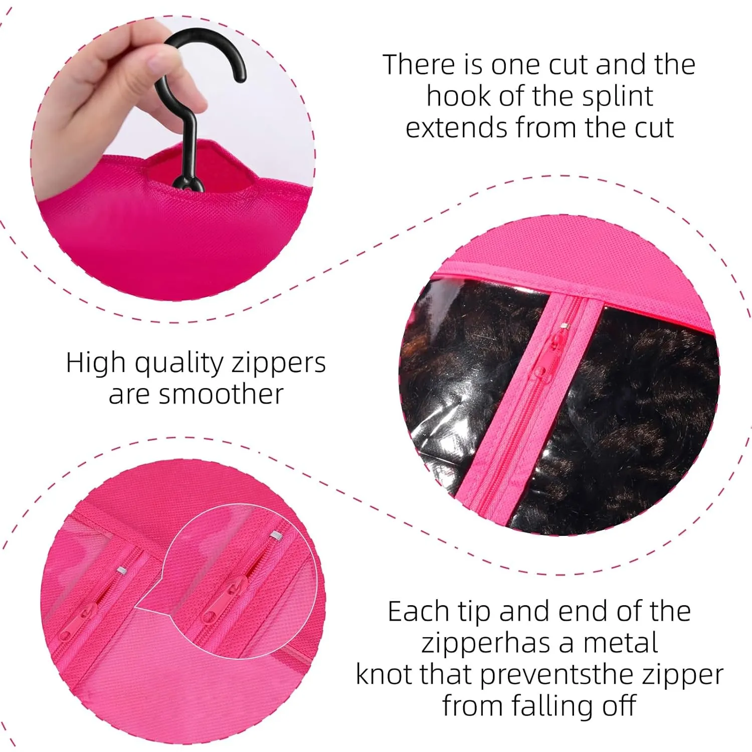 12PCS Wig Storage Bags With Hanger - Hair Extension Holder for Multiple Wigs, Extensions & Accessories