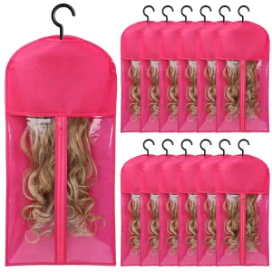 12PCS Wig Storage Bags With Hanger - Hair Extension Holder for Multiple Wigs, Extensions & Accessories