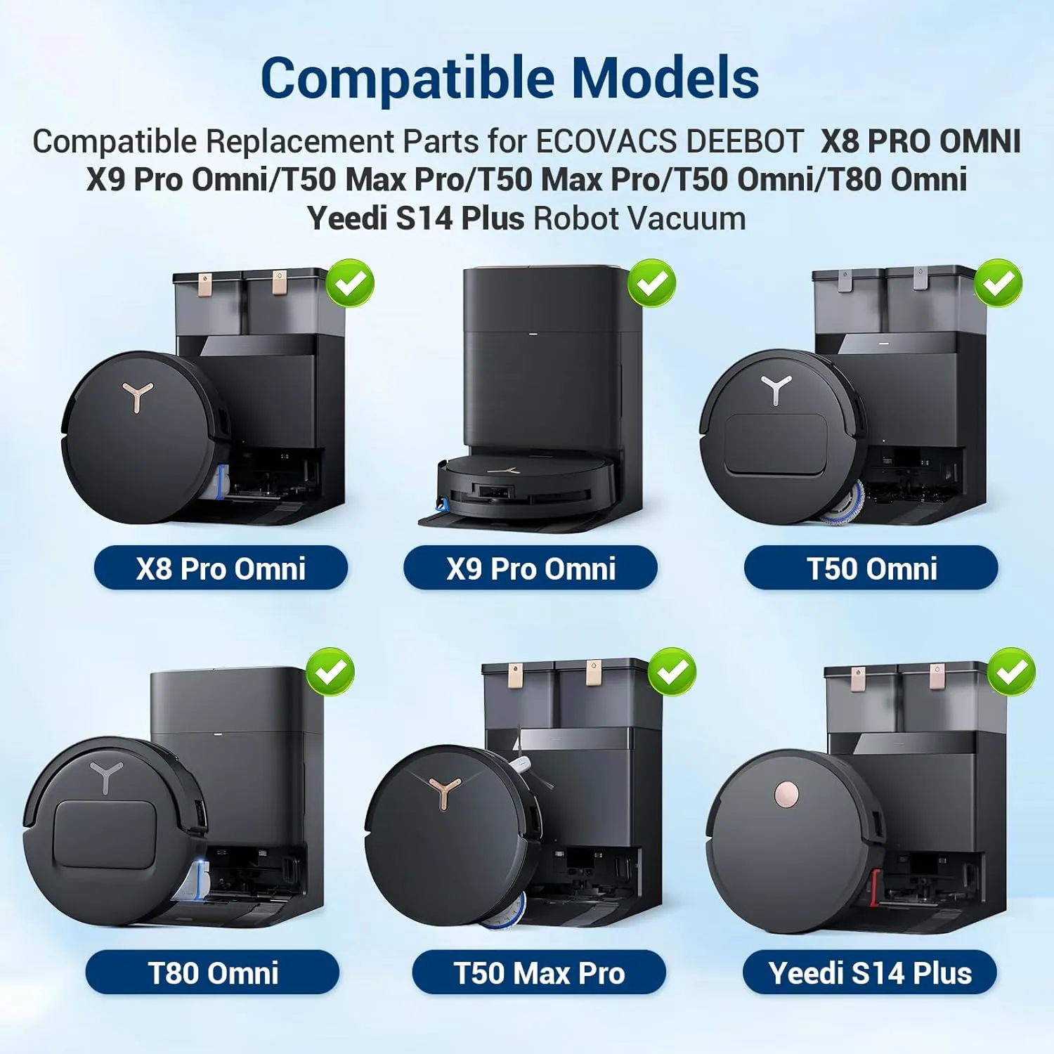 14Pcs Dust Bags,Compatible with Ecovacs Deebot X8 Pro Omni/T50 Pro Max Omni/T80 Omni/Yeedi S14 Plus, 3.5L Large Capacity Disposable Replacement Bags