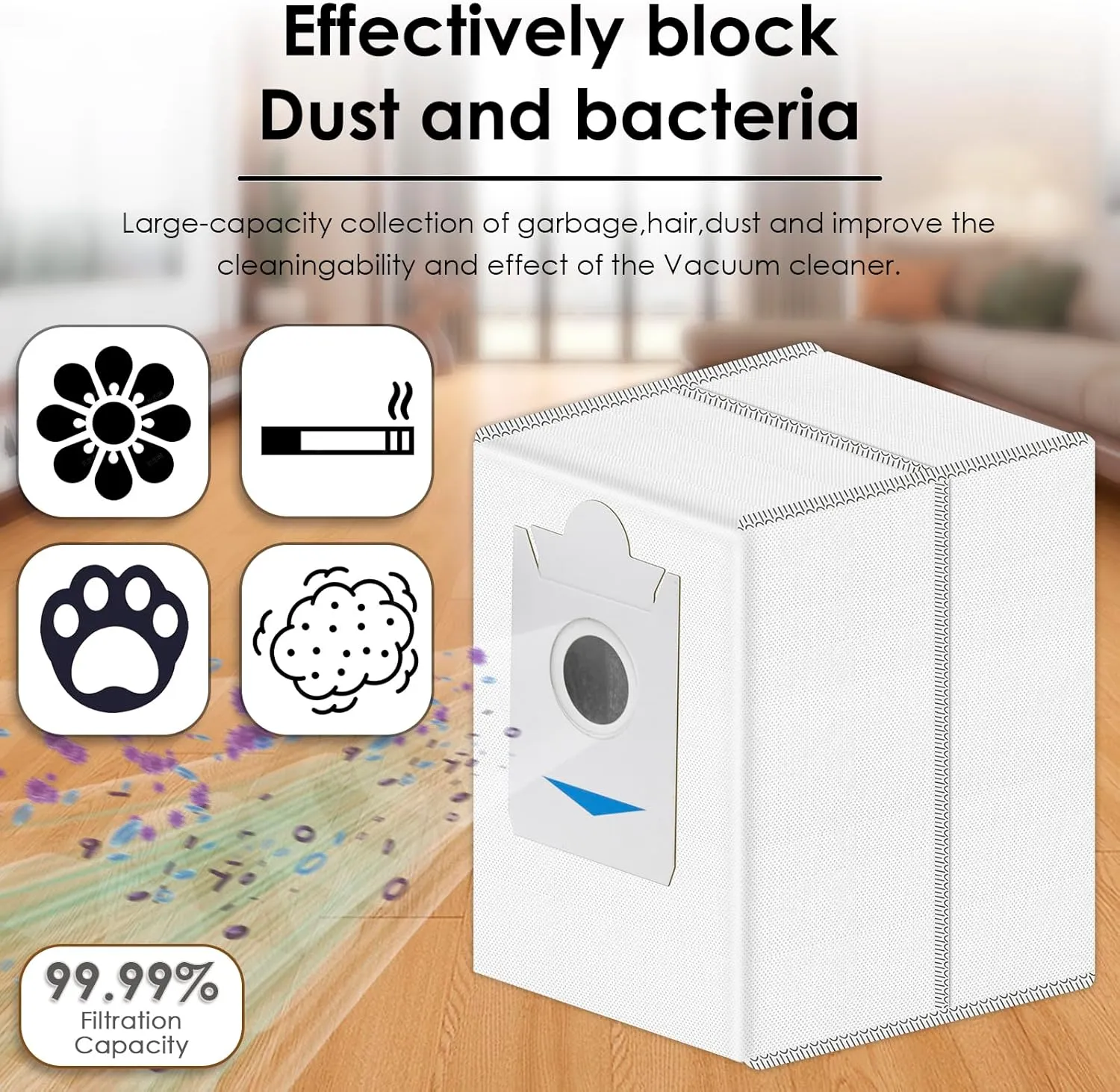 (15 Pack) X5 Pro Omni Replacement Dust Bags Compatible With ECOVACS DEEBOT X5 Omni/ X5 Pro Omni/ X2/ X2 Omni/ T30S AI/ DEX86 robot vacuum, With Activated Carbon Filter layer, Disposable Bags
