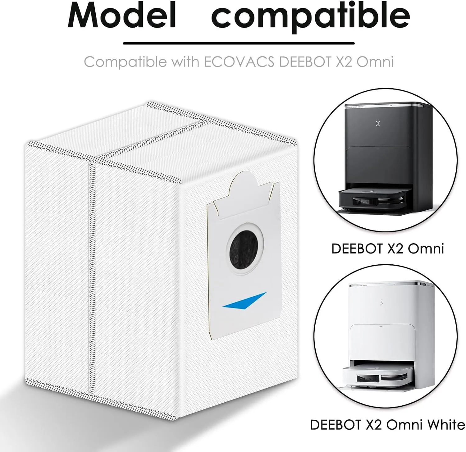 (15 Pack) X5 Pro Omni Replacement Dust Bags Compatible With ECOVACS DEEBOT X5 Omni/ X5 Pro Omni/ X2/ X2 Omni/ T30S AI/ DEX86 robot vacuum, With Activated Carbon Filter layer, Disposable Bags