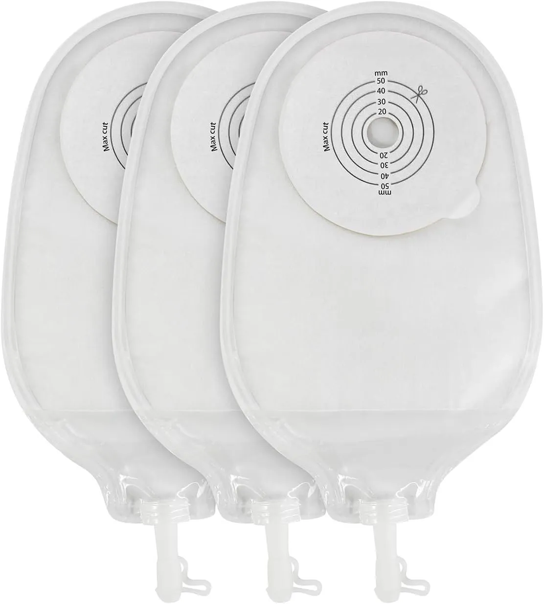 15 Pcs Urostomy Bag, Ostomy Bags with Closure for Colostomy Ileostomy Stoma Care, Cut-to-Fit 3/4"-2(10-50mm)