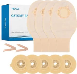 15PCS 2-Piece Colostomy Bags, Colostomy Supplies, 45 mm Deep Convex Ostomy Bags for Retracted Stomas, Drainable Ostomy Pouch for Ileostomy Stoma Care (10 x Ostomy Bag 5 x Barrier 2 x Clamps)