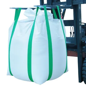 2 Pack FIBC Bulk Bag,2 Ton Bag,35"L x 35"W x 43"H,4400lbs SWL, Woven Polypropylene Bags,Duffle Top Flat Bottom,Heavy Duty Bulk Bag
