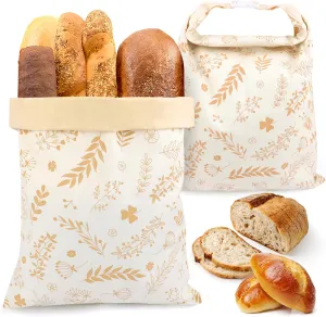 2 Pcs Beeswax Bread Bags for Sourdough, Bread Bags for Homemade and Reusable Cotton Linen, Easy to Clean Sourdough Storage Bag Ideal for Zero-waste Kitchens.