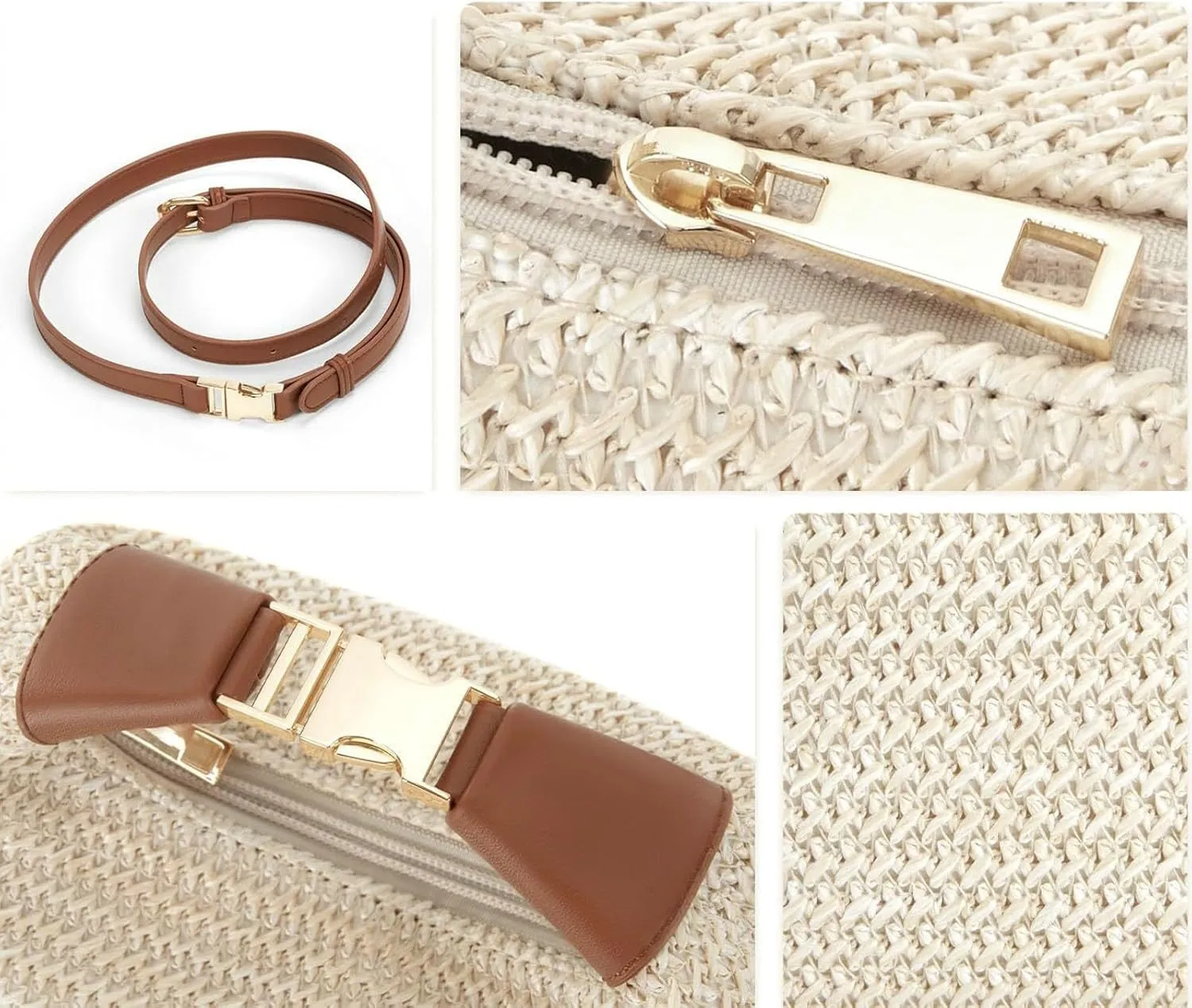 2025 Summer Straw Bag for Women Straw Woven Crossbody Purse Handmade Tote Bag Beach Handbag Raffia Woven Shoulder Clutch