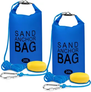 20L Sand Anchor Bag, 2 in 1 Jet Ski Anchor Kit for Float with Adjustable Buoy, Waterproof Dry Bag for Jetski, Kayak, Boat, Water Sports - Blue