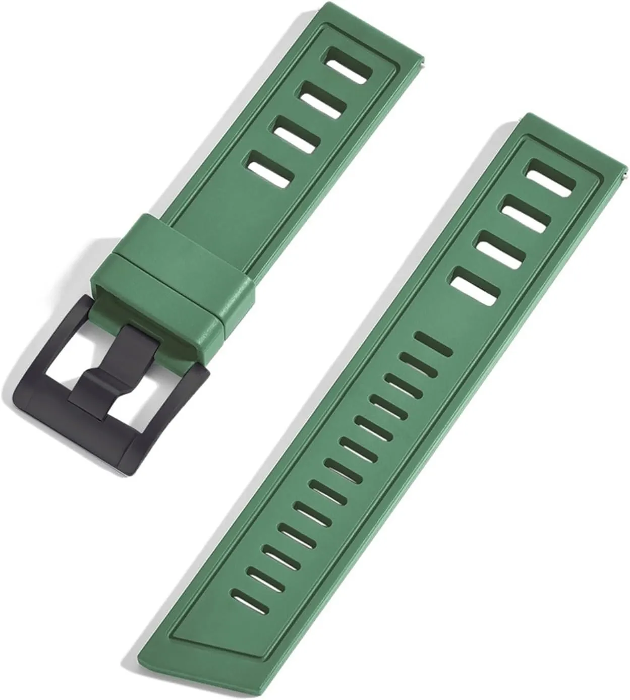 20mm 22mm Watch Strap Waterproof Quick Release Fluororubber Watchbands for Each Brand Diving Watches(Black Green,22mm)
