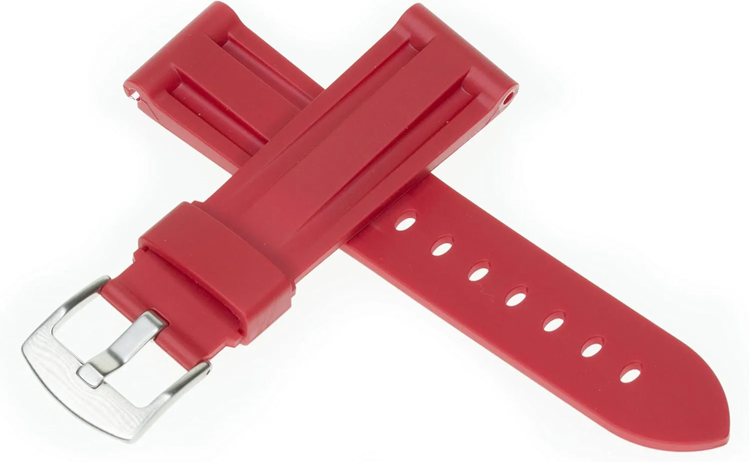 20mm Soft Rubber Strap Red Diver Watch Band fits Omega IWC with Brush Stainless Buckle