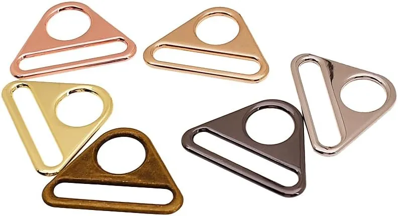 20Pcs Metal Triangle D Ring Buckle Triangle Adjuster Buckle with Bar Swivel Clip For Purse Bag Handbag