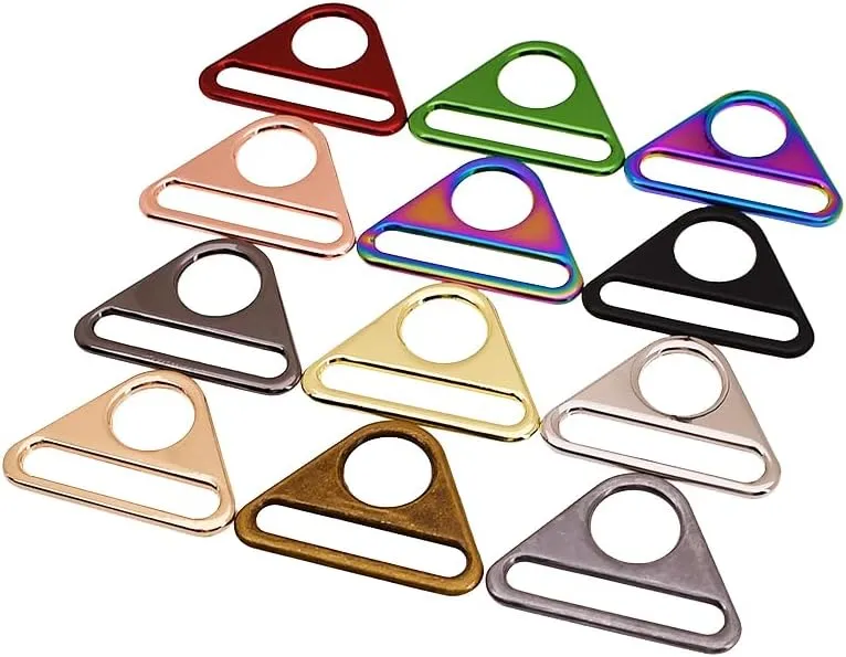 20Pcs Metal Triangle D Ring Buckle Triangle Adjuster Buckle with Bar Swivel Clip For Purse Bag Handbag